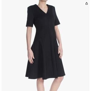 Eloquii‎ black Short Sleeved A Line V neck Dress, women plus size 18
